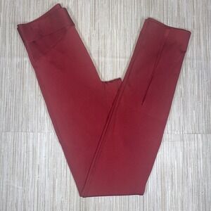 Le Ore Burgundy High Waisted Athleisure Leggings with Side Slits Workout Gym